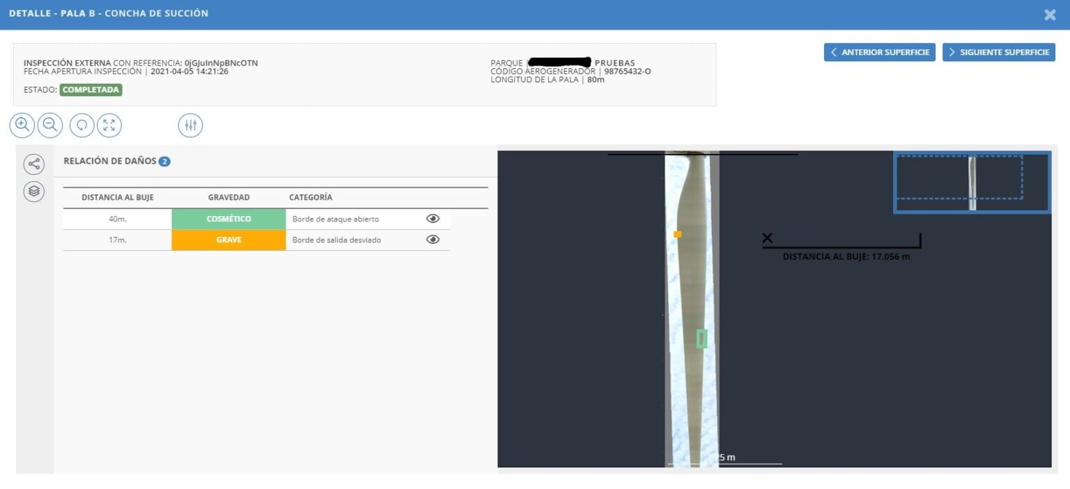 Visualizador inspección externa de palas